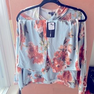 Always In Flowers Hooded Short Set - Blue - XL